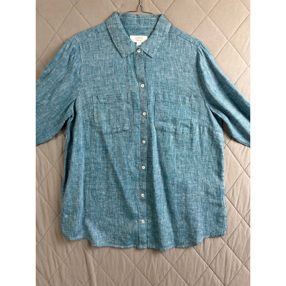 Charter Club Button‎ Up Men's Medium Long Sleeve Linen